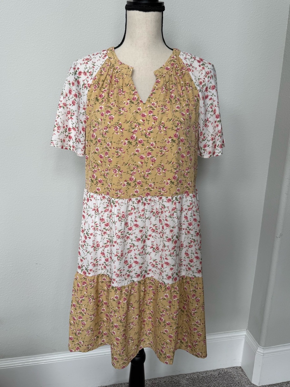 Heyson Yellow and Cream Tiered Floral Dress